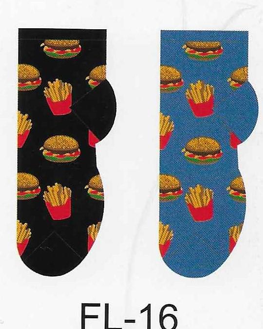 Hamburger & Fries No Show Socks FL-16