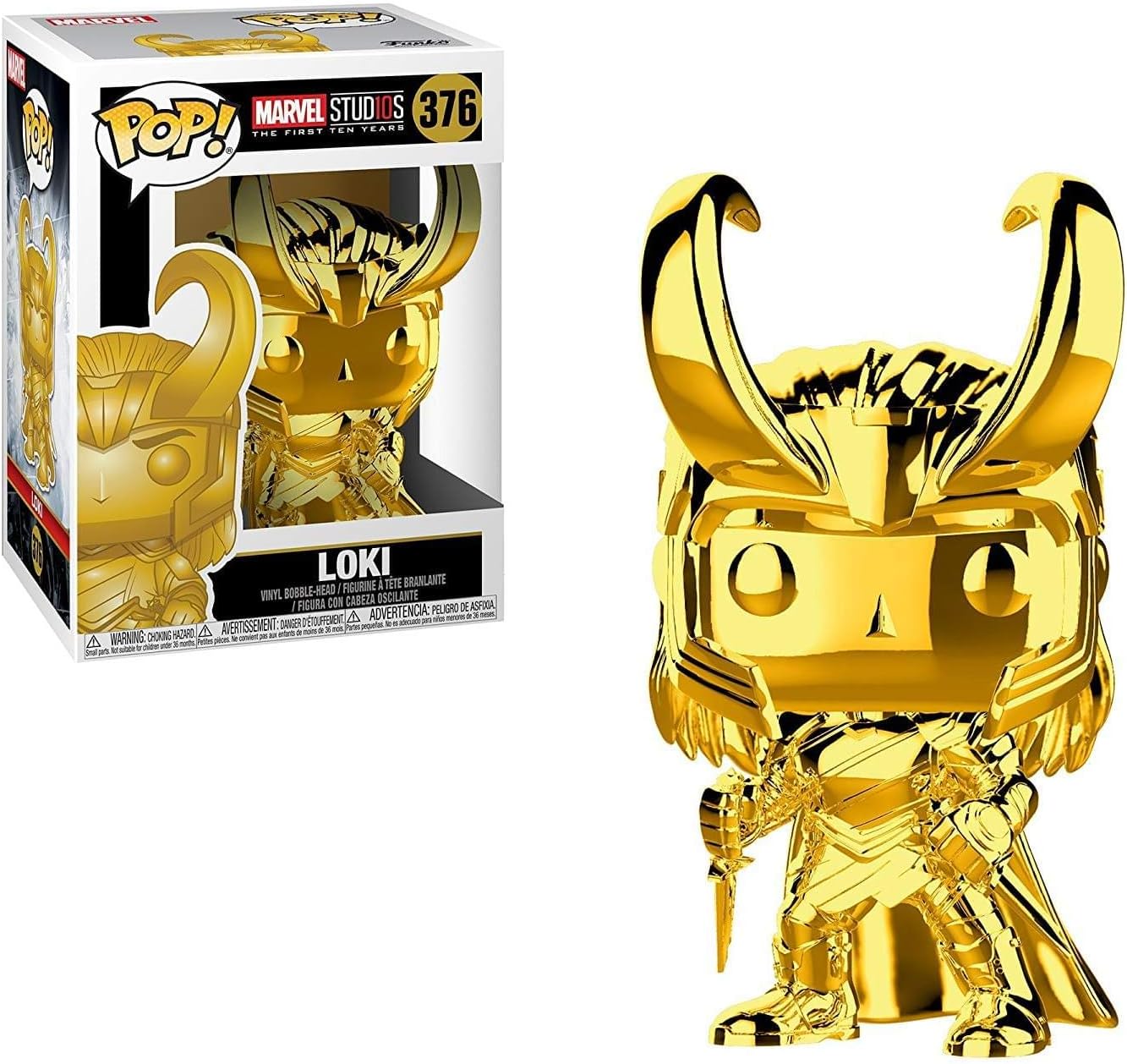 Funko Pop Marvel: Marvel Studios 10 - Loki (Gold Chrome) Collectible Figure, Multicolor 376
