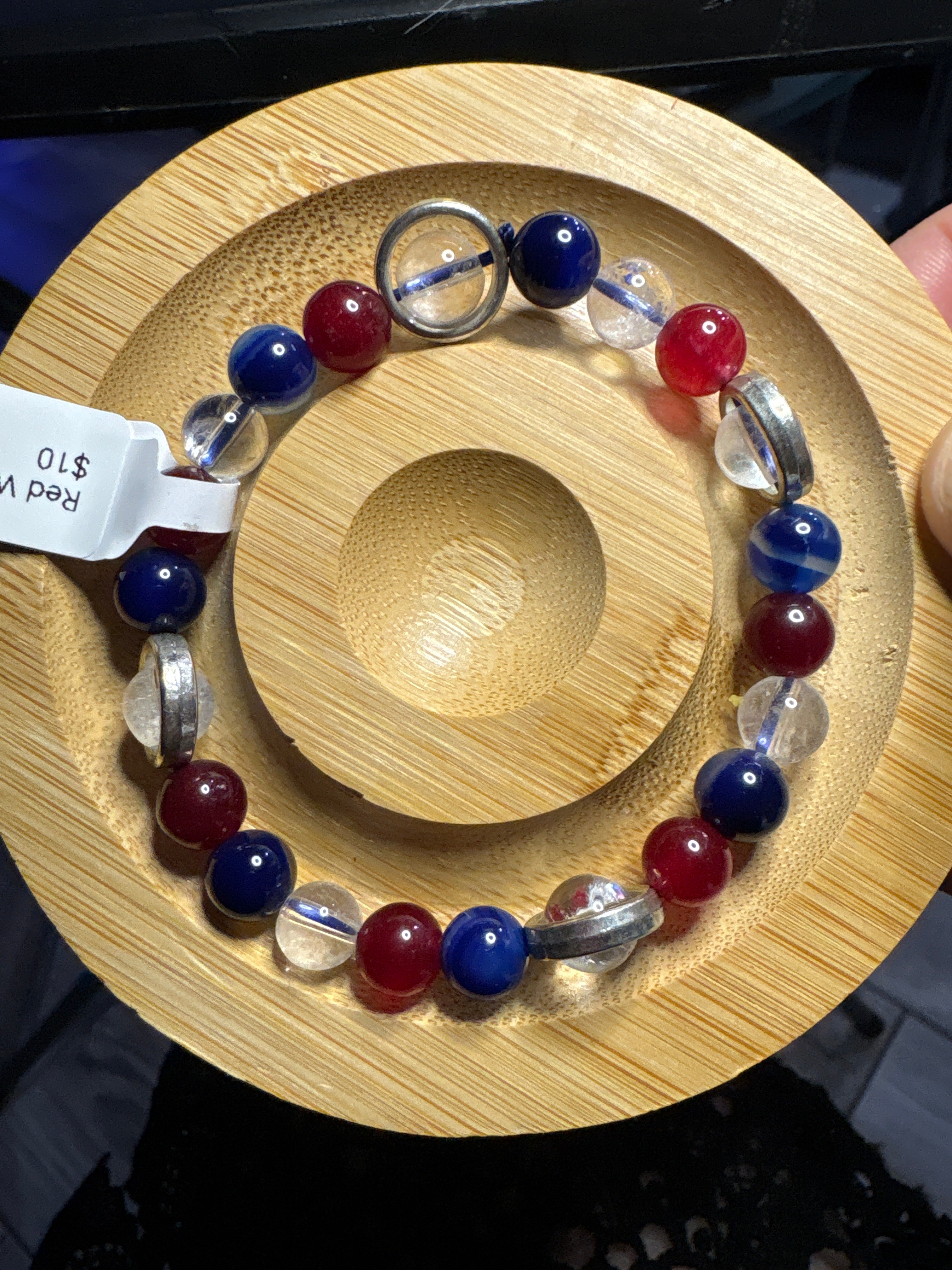 Red white and blue crystal bracelet