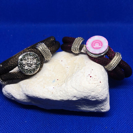 Shimmer wrap around snap fabric bracelet
